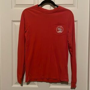 Southern tide long sleeved tshirt, orange/red, size extra small, sailboat design